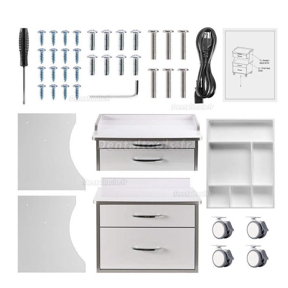 Dentech G15 chariot dentaire mobile pour instruments avec 3 tiroirs